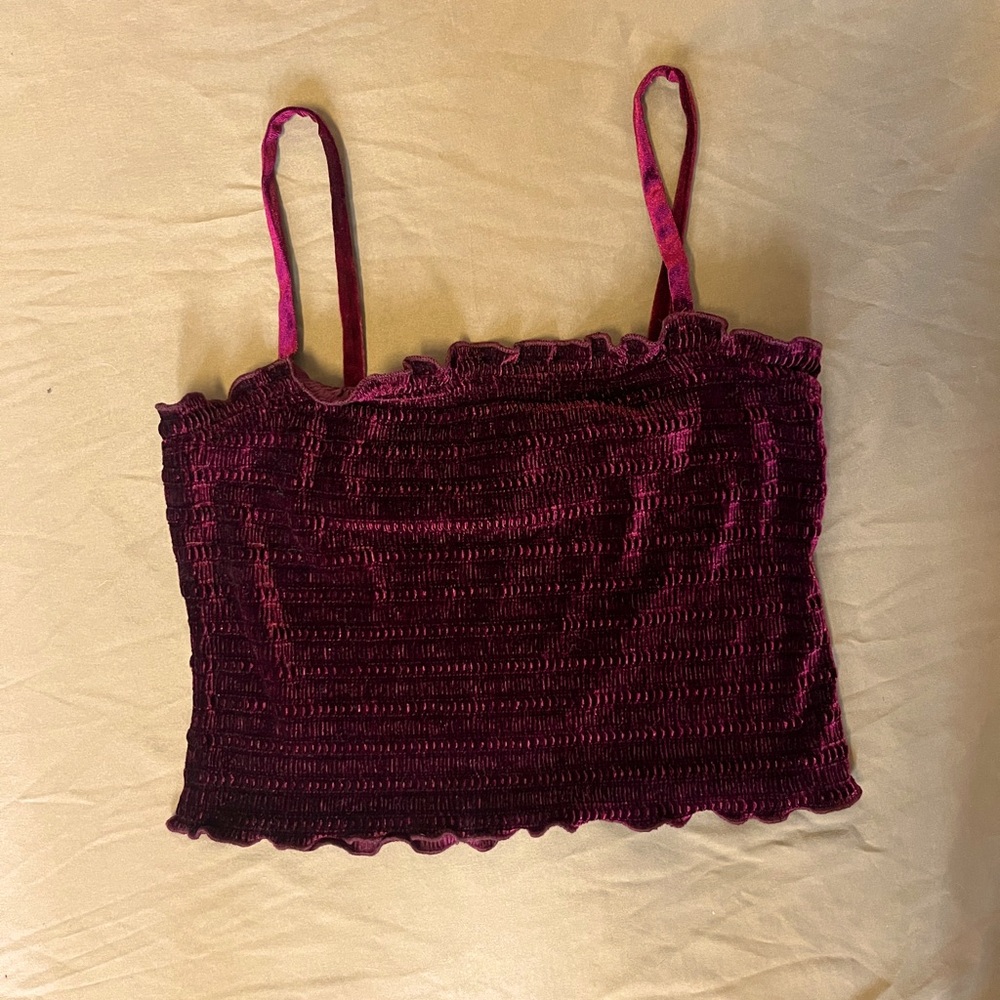 violet velvet cropped top